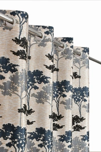 Panipat Textile Hub Polyester Eyelet Grey Printed Design curtains Pack of 2 - Window (4x5 Feet)