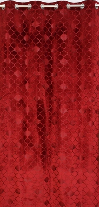 Panipat Textile Hub Polyester Eyelet Maroon Designer Print Velvet Blackout curtains Pack of 2 - Long Door (4x9 Feet)