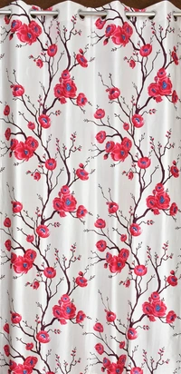 Panipat Textile Hub Polyester Eyelet Maroon Designer Print curtains Pack of 2 - Long Door (4x9 Feet)