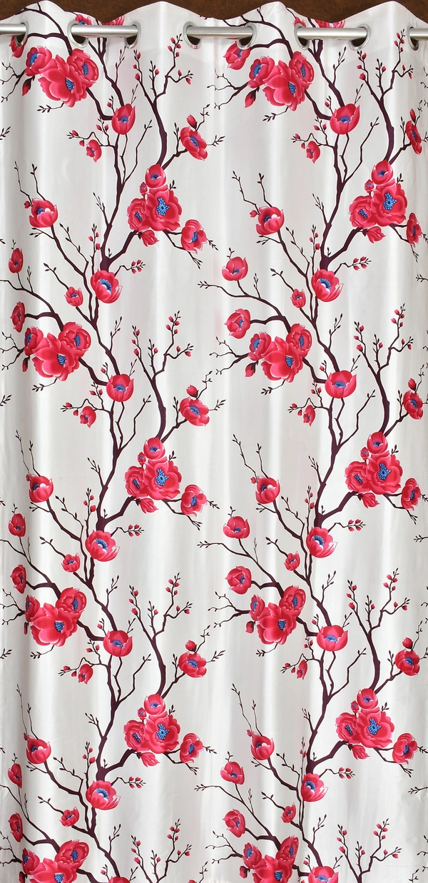 Panipat Textile Hub Polyester Eyelet Maroon Designer Print curtains Pack of 2 - Long Door (4x9 Feet)