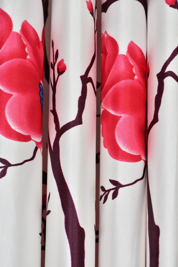 Panipat Textile Hub Polyester Eyelet Maroon Designer Print curtains Pack of 2 - Long Door (4x9 Feet)