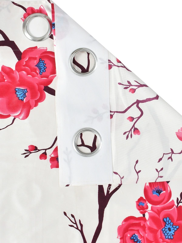 Panipat Textile Hub Polyester Eyelet Maroon Designer Print curtains Pack of 2 - Long Door (4x9 Feet)