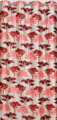 Panipat Textile Hub Polyester Eyelet Maroon Printed Design curtains Pack of 2 - Door (4x7 Feet)