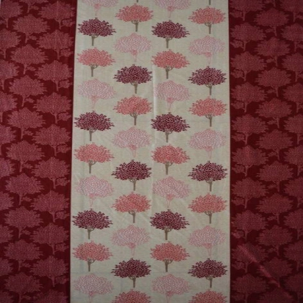 Panipat Textile Hub Polyester Eyelet Maroon Printed Design curtains Pack of 2 - Long Door (4x9 Feet)