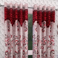 Panipat Textile Hub polyester Eyelet Maroon Printed Design curtains Pack of 2 - Long Door (4x9 Feet)