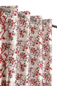 Panipat Textile Hub Polyester Eyelet Marron Designer Print curtains Pack of 2 - Long Door (4x9 Feet)