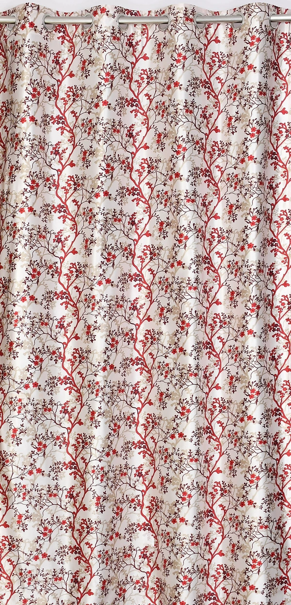 Panipat Textile Hub Polyester Eyelet Marron Designer Print curtains Pack of 2 - Long Door (4x9 Feet)