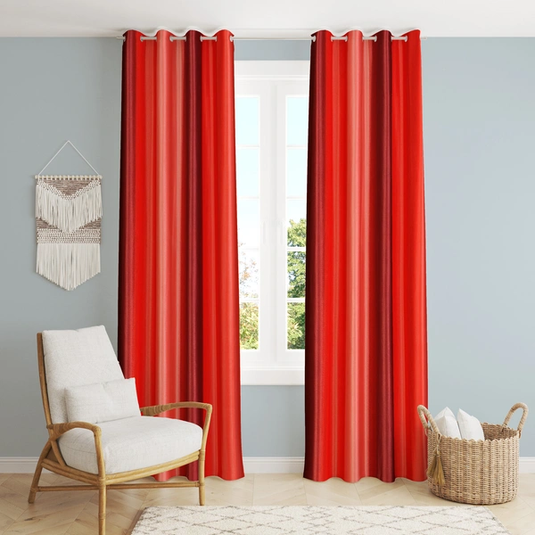 Panipat Textile Hub Polyester Eyelet Marron Solid Long Crush  curtains Pack of 2 - Long Door (4x9 Feet)