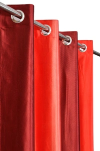 Panipat Textile Hub Polyester Eyelet Marron Solid Long Crush  curtains Pack of 2 - Door (4x7 Feet)