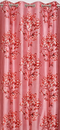 Panipat Textile Hub polyester Eyelet Mroon Printed Design curtains Pack of 2 - Window (4x5 Feet)