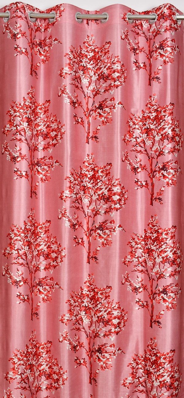 Panipat Textile Hub polyester Eyelet Mroon Printed Design curtains Pack of 2 - Window (4x5 Feet)