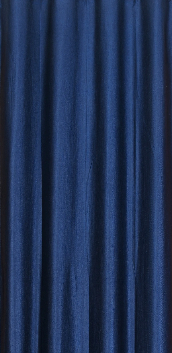 Panipat Textile Hub Polyester Eyelet Navy blue Solid Plain curtains Pack of 2 - Long Door (4x9 Feet)
