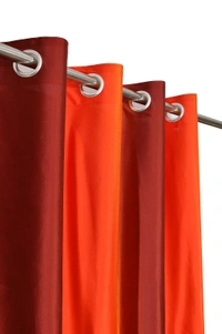 Panipat Textile Hub Polyester Eyelet Orange  Solid Long Crush  curtains Pack of 2 - Door (4x7 Feet)
