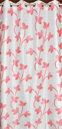 Panipat Textile Hub Polyester Eyelet Pink Designer Print curtains Pack of 2 - Window (4x5 feet)