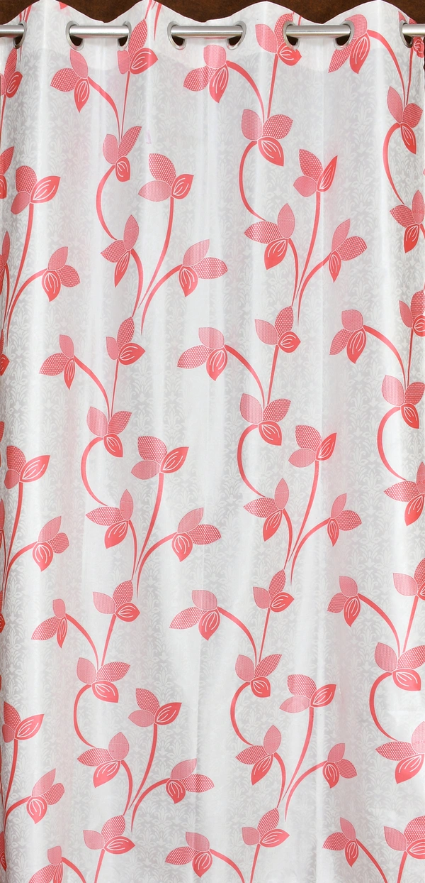 Panipat Textile Hub Polyester Eyelet Pink Designer Print curtains Pack of 2 - Window (4x5 feet)