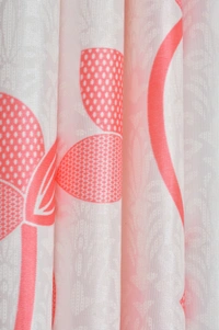 Panipat Textile Hub Polyester Eyelet Pink Designer Print curtains Pack of 2 - Window (4x5 feet)