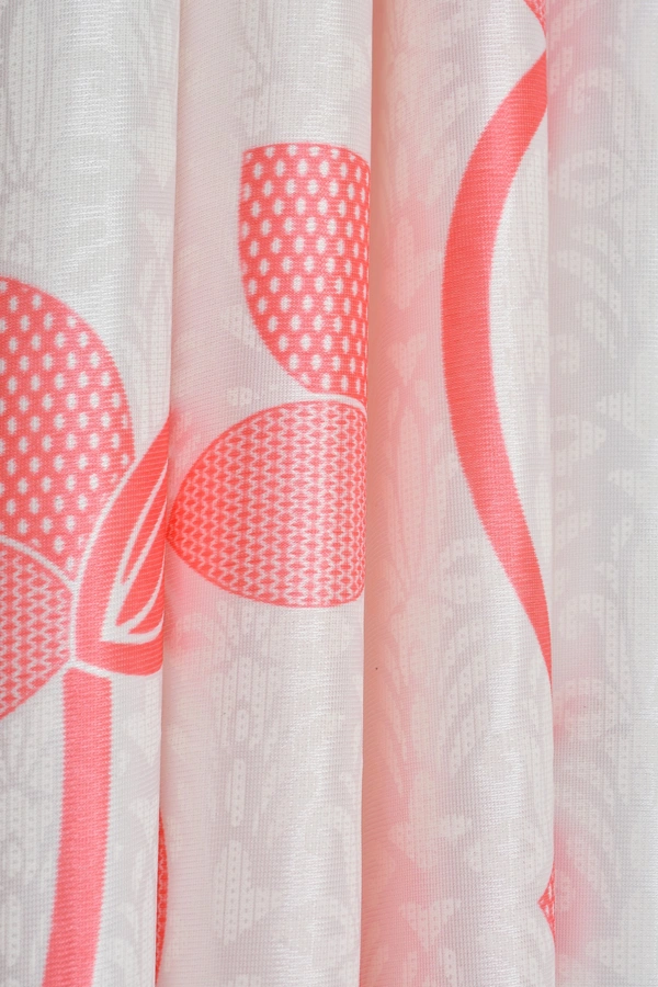 Panipat Textile Hub Polyester Eyelet Pink Designer Print curtains Pack of 2 - Window (4x5 feet)