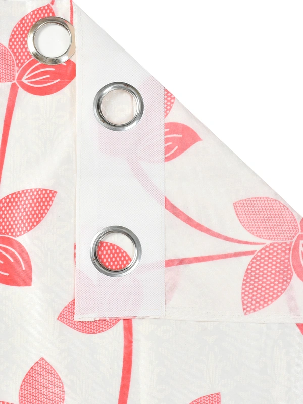 Panipat Textile Hub Polyester Eyelet Pink Designer Print curtains Pack of 2 - Window (4x5 feet)