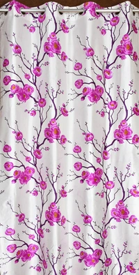 Panipat Textile Hub Polyester Eyelet Pink Designer Print curtains Pack of 2 - Window (4x5 Feet)