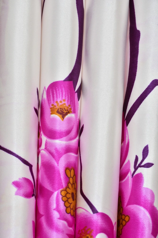 Panipat Textile Hub Polyester Eyelet Pink Designer Print curtains Pack of 2 - Window (4x5 Feet)