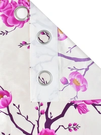 Panipat Textile Hub Polyester Eyelet Pink Designer Print curtains Pack of 2 - Window (4x5 Feet)