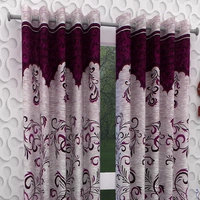 Panipat Textile Hub polyester Eyelet Purple Printed Design curtains Pack of 2 - Door (4x7 Feet)