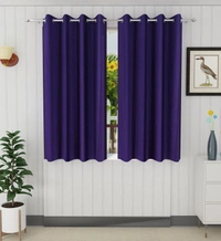 Panipat Textile Hub Polyester Eyelet Purple Solid Plain curtains Pack of 2 - Door (4x7 Feet)