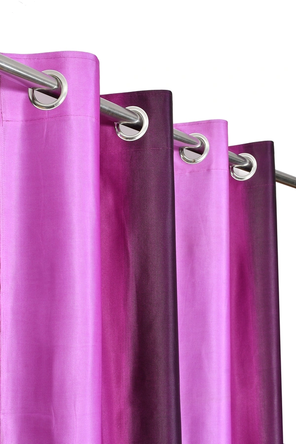 Panipat Textile Hub Polyester Eyelet Purple Solid Long Crush  curtains Pack of 2 - Window (4x5 Feet)
