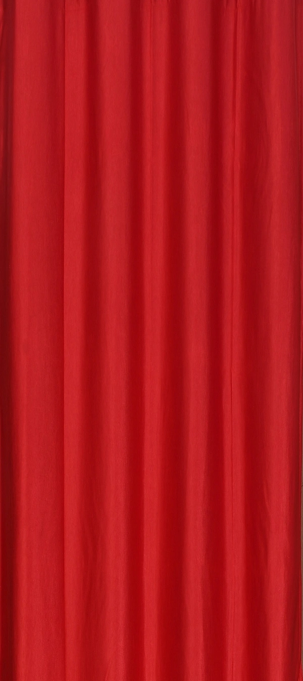 Panipat Textile Hub Polyester Eyelet Red Solid Plain curtains Pack of 2 - Window (4x5 Feet)
