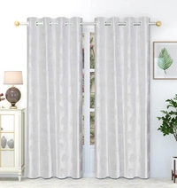 Panipat Textile Hub Polyester Eyelet  White Designer Punch Print curtains Pack of 2 - Long Door (4x9 Feet)