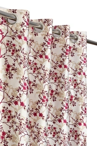 Panipat Textile Hub Polyester Eyelet Wine Designer Print curtains Pack of 2 - Door (4x7 Feet)