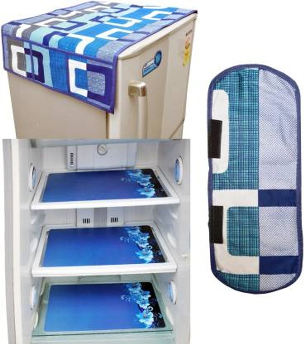 Panipat Textile Hub Refrigerator Cover  with 4 Fridge Mat