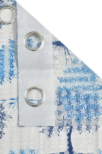 Panipat Textile Hub Semi Transparent  Net Curtains (florel Design ,Blue) Pack of 2 - Window (4x5 feet)