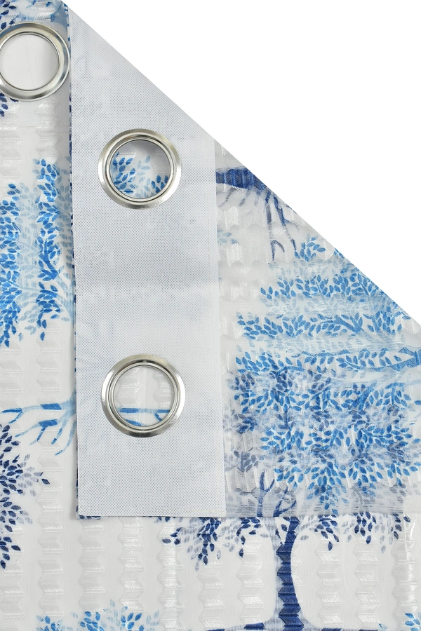 Panipat Textile Hub Semi Transparent  Net Curtains (florel Design ,Blue) Pack of 2 - Window (4x5 feet)