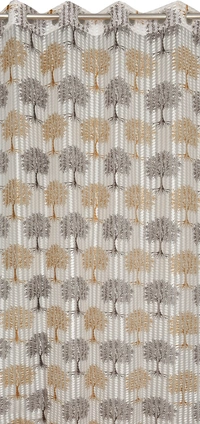 Panipat Textile Hub Semi Transparent  Net Curtains (florel Design ,Brown) Pack of 2 - Door (4x7 Feet)