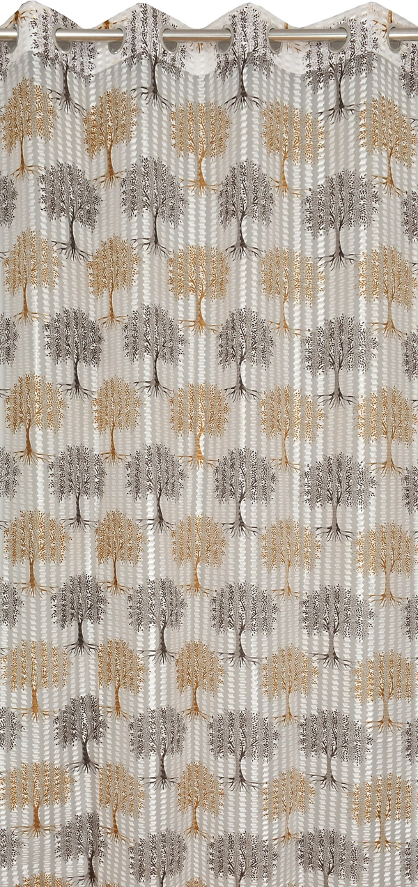 Panipat Textile Hub Semi Transparent  Net Curtains (florel Design ,Brown) Pack of 2 - Door (4x7 Feet)