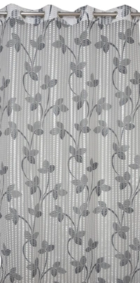 Panipat Textile Hub Semi Transparent  Net Curtains (florel Design ,Gray) Pack of 2 - Window (4x5 feet)
