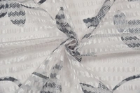 Panipat Textile Hub Semi Transparent  Net Curtains (florel Design ,Gray) Pack of 2 - Window (4x5 feet)