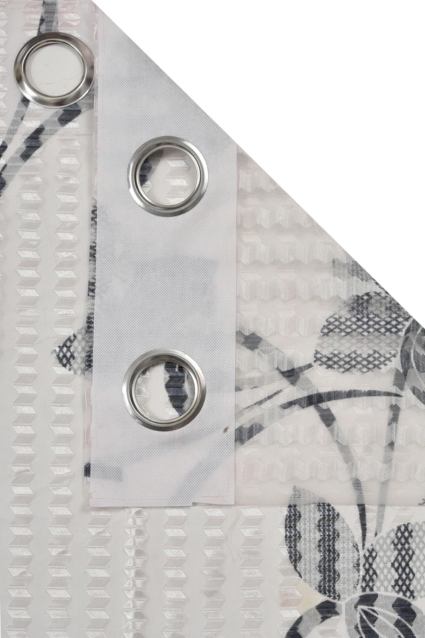 Panipat Textile Hub Semi Transparent  Net Curtains (florel Design ,Gray) Pack of 2 - Window (4x5 feet)