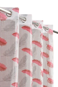 Panipat Textile Hub Semi Transparent  Net Curtains (florel Design , Marron) Pack of 2 - Door (4x7 Feet)