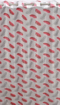 Panipat Textile Hub Semi Transparent  Net Curtains (florel Design , Marron) Pack of 2 - Door (4x7 Feet)