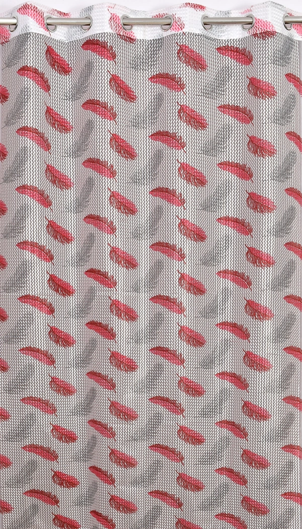 Panipat Textile Hub Semi Transparent  Net Curtains (florel Design , Marron) Pack of 2 - Door (4x7 Feet)