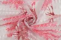 Panipat Textile Hub Semi Transparent  Net Curtains (florel Design ,Maroon) Pack of 2 - Door (4x7 Feet)