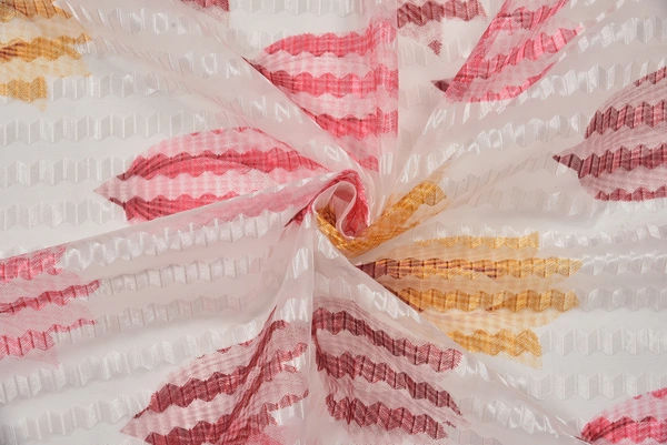 Panipat Textile Hub Semi Transparent  Net Curtains (florel Design ,Marron) Pack of 2 - Door (4x7 Feet)