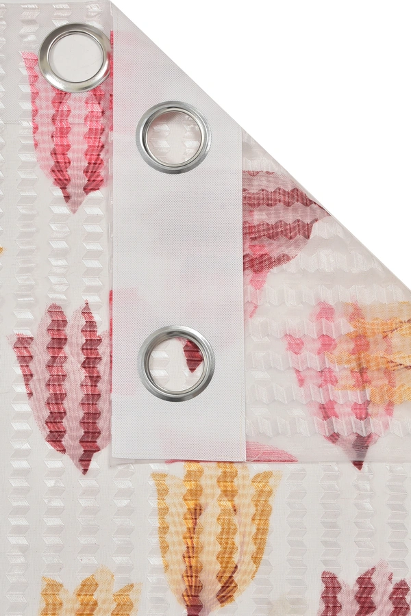 Panipat Textile Hub Semi Transparent  Net Curtains (florel Design ,Marron) Pack of 2 - Door (4x7 Feet)