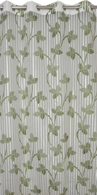 Panipat Textile Hub Semi Transparent Net Curtains (florel Design ,Green) Pack of 2 - Long Door (4x9 Feet)