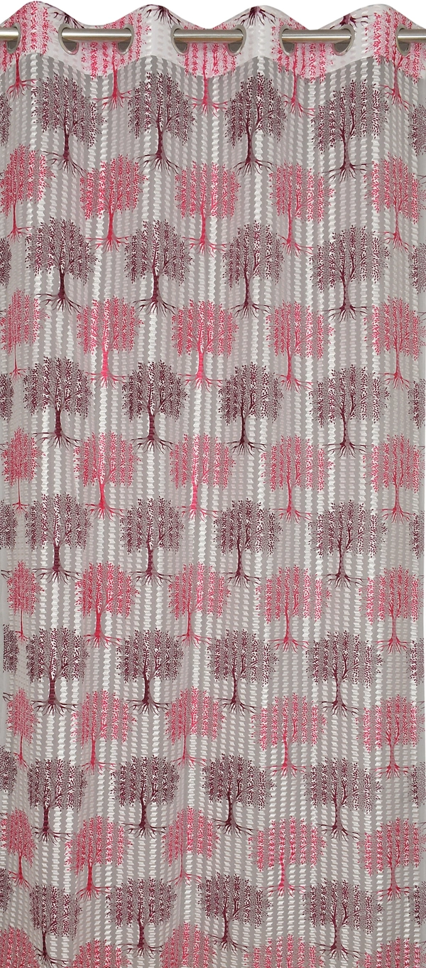 Panipat Textile Hub Semi Transparent  Net Curtains (florel Design ,Wine) Pack of 2 - Long Door (4x9 Feet)