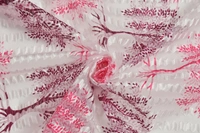 Panipat Textile Hub Semi Transparent  Net Curtains (florel Design ,Wine) Pack of 2 - Long Door (4x9 Feet)