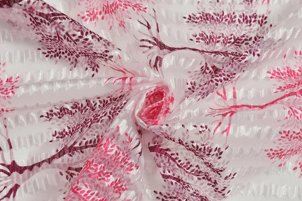 Panipat Textile Hub Semi Transparent  Net Curtains (florel Design ,Wine) Pack of 2 - Long Door (4x9 Feet)