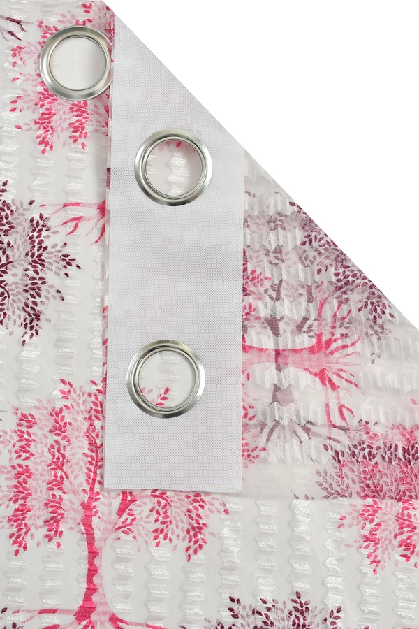 Panipat Textile Hub Semi Transparent  Net Curtains (florel Design ,Wine) Pack of 2 - Long Door (4x9 Feet)